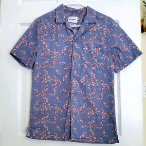 Short sleeve button down with Koi fish pattern
